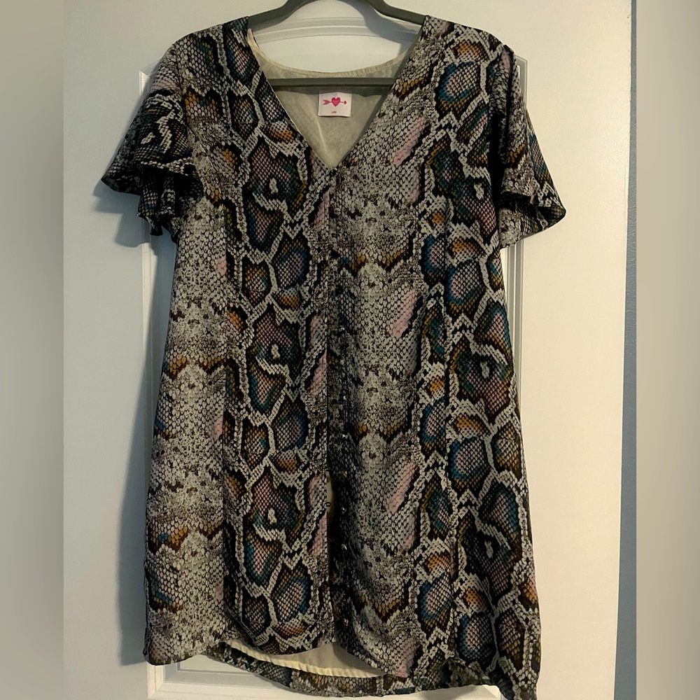 Buddy love snake print button up dress